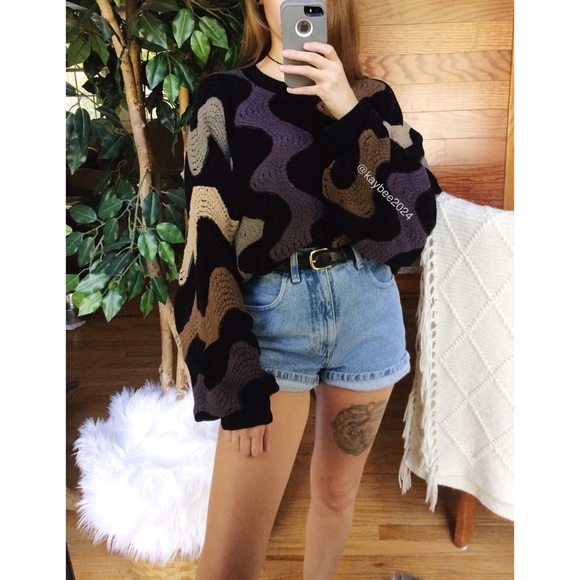 Vintage Sweaters - 🌿 Vintage Tundra Chenille Retro Wavy Knit Sweater